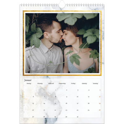 A3 Jahreskalender — Goldrahmen Marmor [Januar]