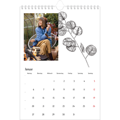 Fotokalender A4 (20 x 30 cm) — Blumenzeichnungen [Januar]